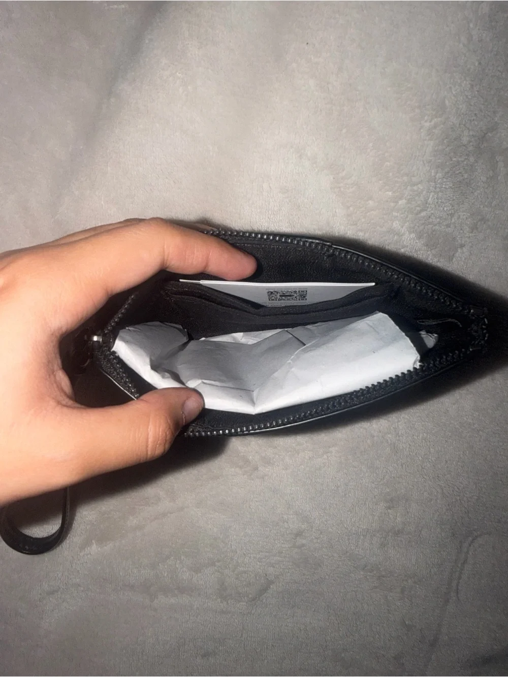 Coach Black Signature Leather Wristlet with Strap